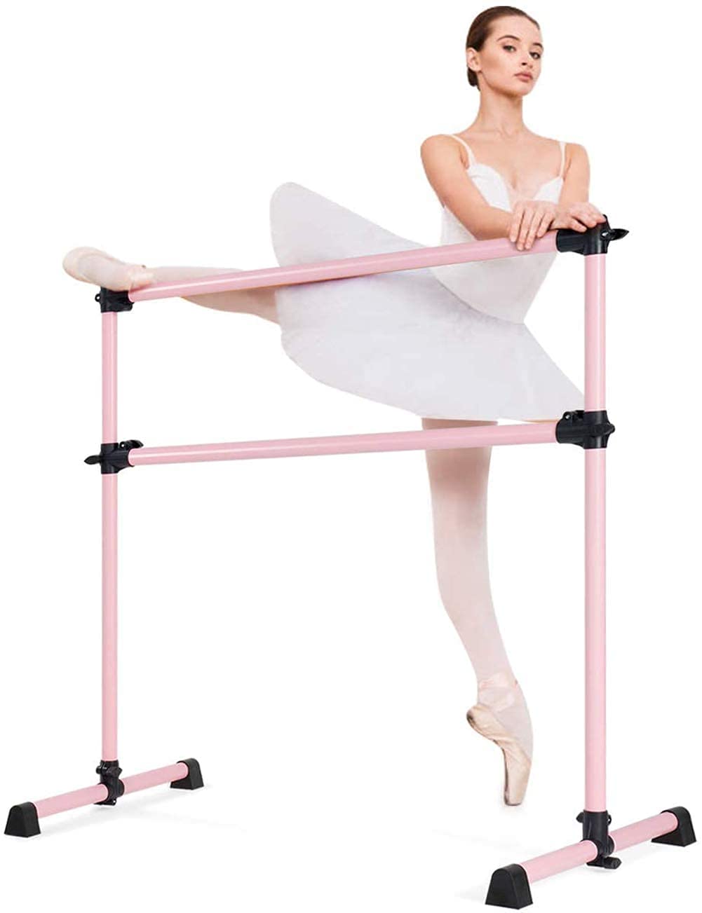 Double barre de ballet mobile avec support antidérapant réglable de 1,2 m