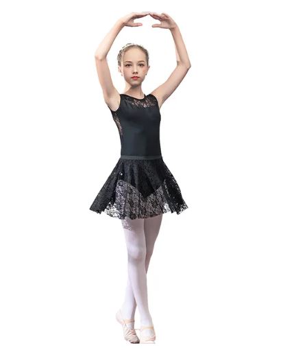 Justaucorps sans manches avec jupette dentelle Elena