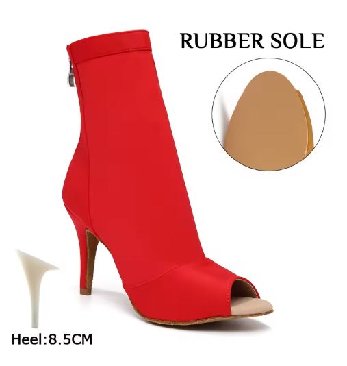 Bottines danse Assa rouge semelle caoutchouc Talons 7.5 à 11cm