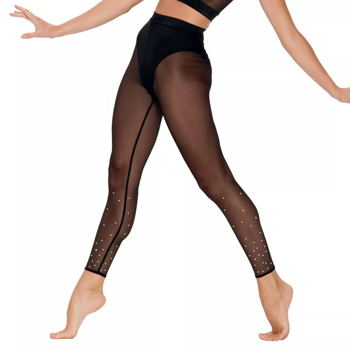LEGGING NOIR EN MAILLE TRANSPARENTE avec strass Ayline