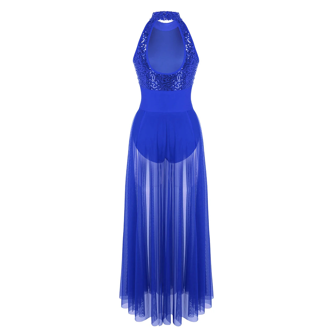 Robe justaucorps paillettes Macha fendue sur le côté