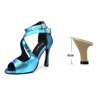 Chaussures danse Marianne coloris bleu ou argent Talons de 6 à 10cm