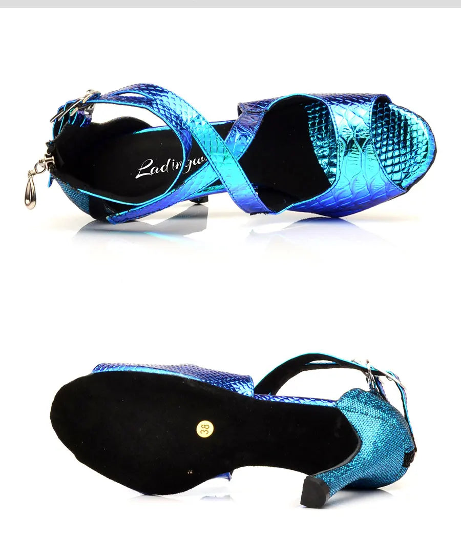 Chaussures danse Marianne coloris bleu ou argent Talons de 6 à 10cm