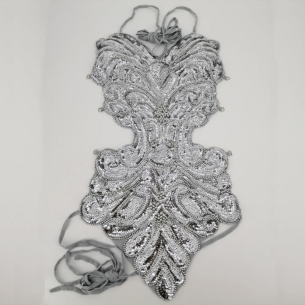 Robe de Danse Pailletée Dos Nu Papillon