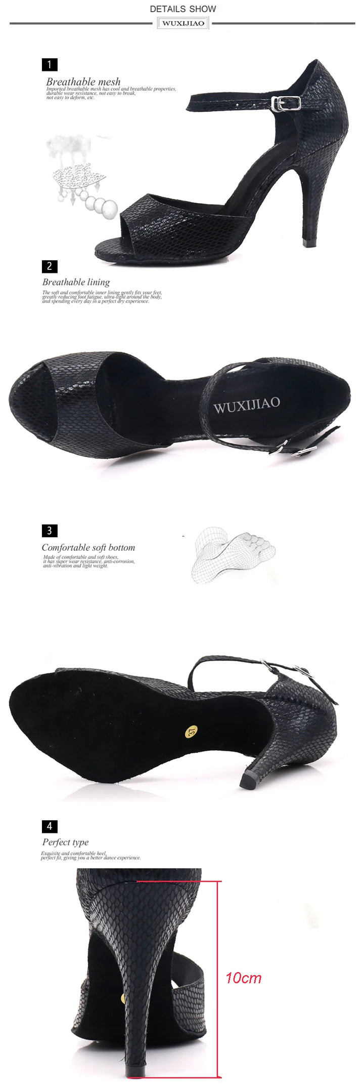 Chaussures de danse coloris noir - Talons de 6 à 10cm