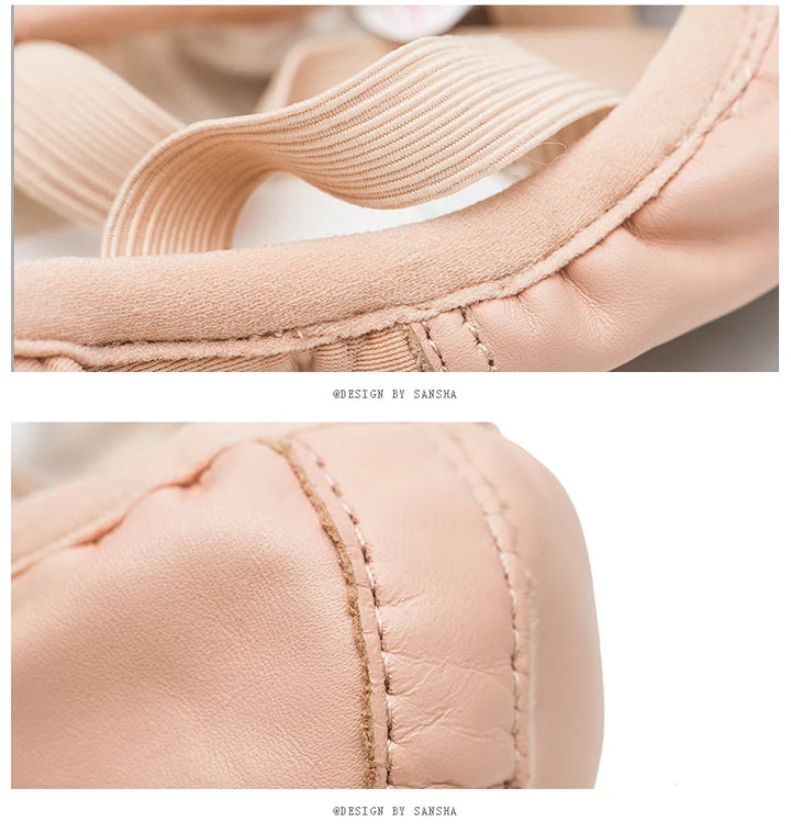 Chaussons Demi-pointes cuir avec elastiques Sansha