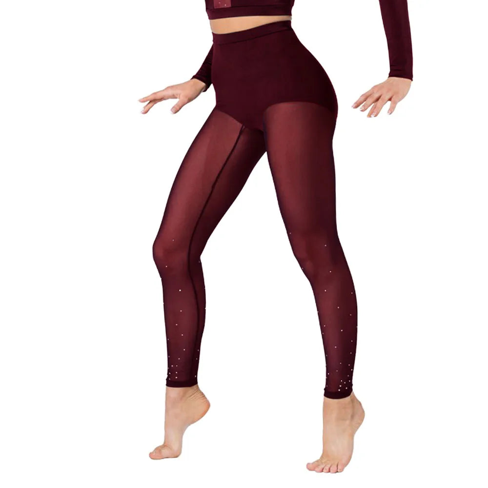 LEGGING NOIR EN MAILLE TRANSPARENTE avec strass Ayline