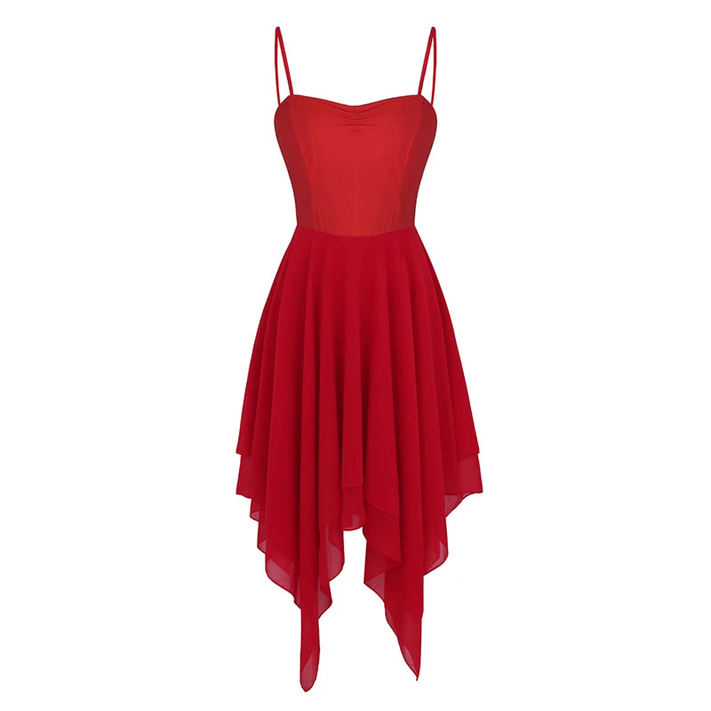 Robe à bretelles asymétrique en mousseline Antonella