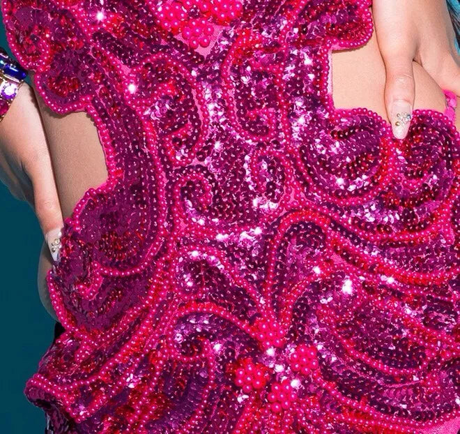 Robe de Danse Pailletée Dos Nu Papillon