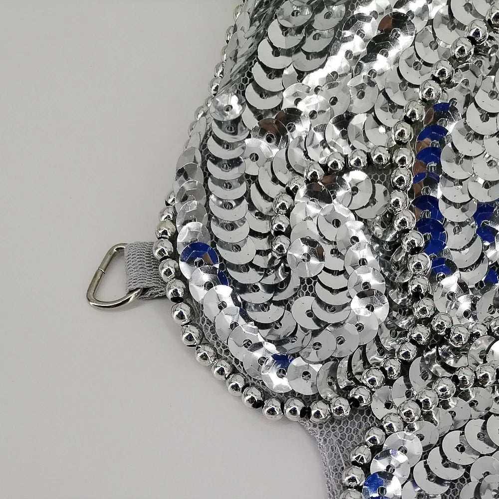 Robe de Danse Pailletée Dos Nu Papillon