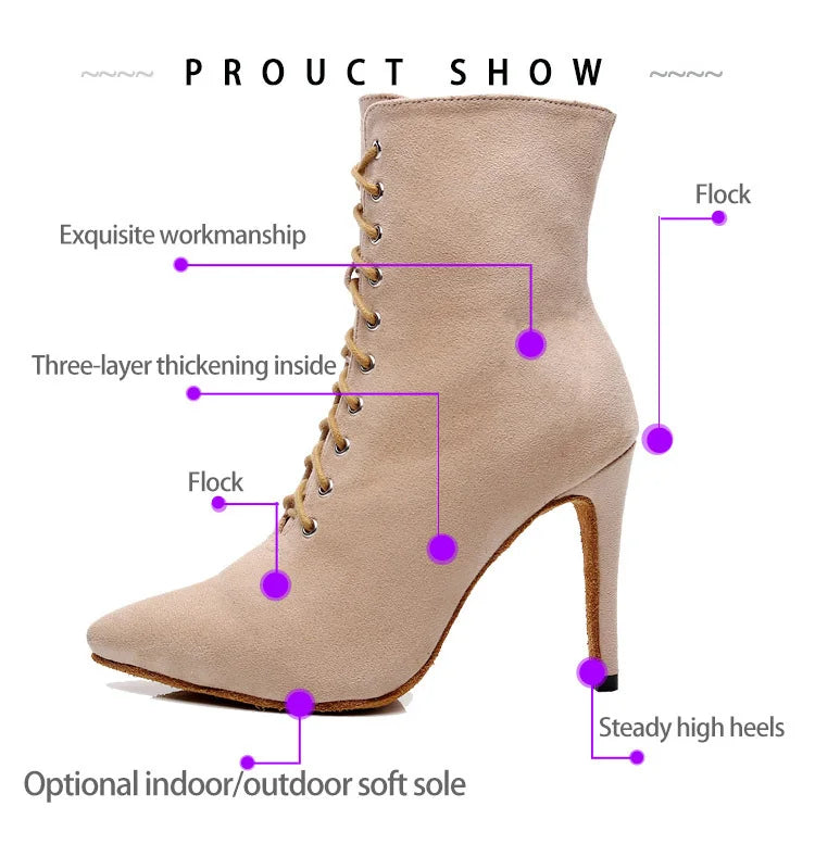 BOTTINES FERMÉES DANSE SHAYANE BEIGE semelle extérieur TALONS DE 7.5 À 11CM