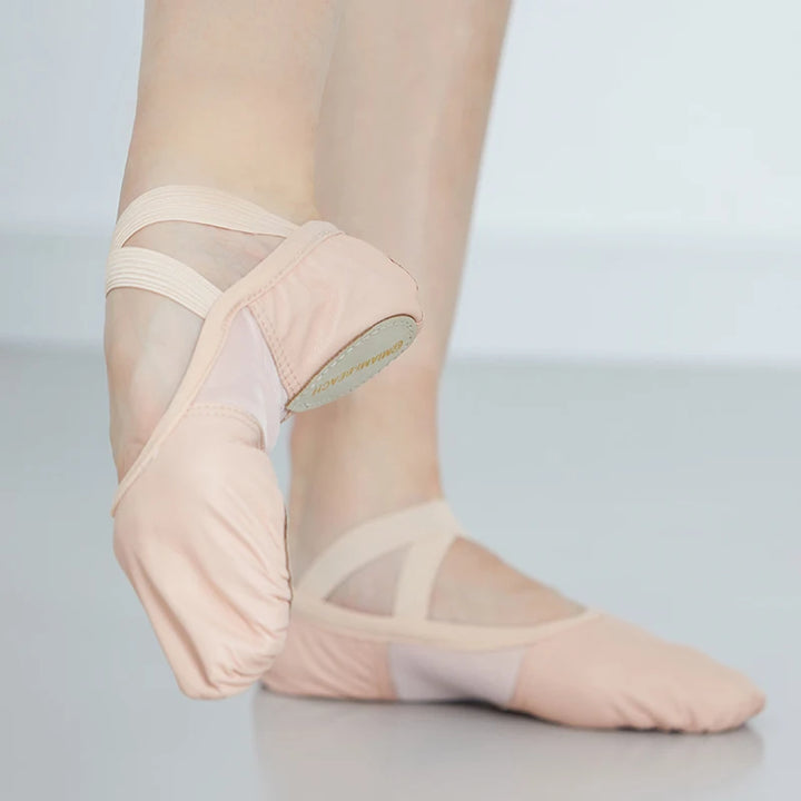 Chaussons Demi-pointes cuir avec elastiques Sansha