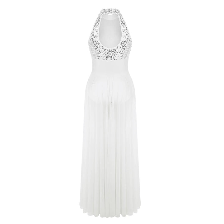 Robe justaucorps paillettes Macha fendue sur le côté