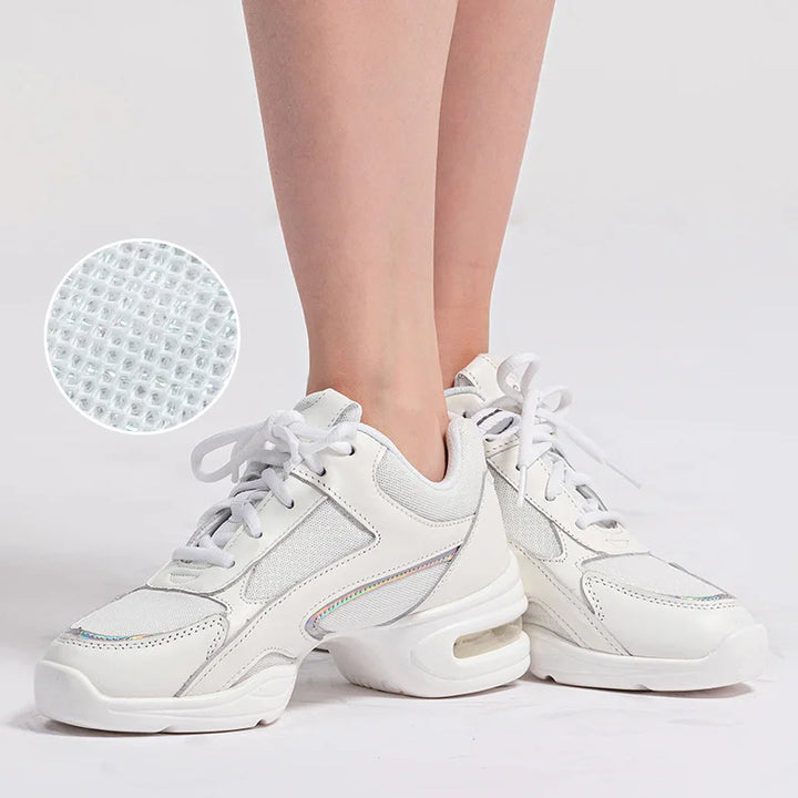 Baskets mesh cuir phosphore Sansha