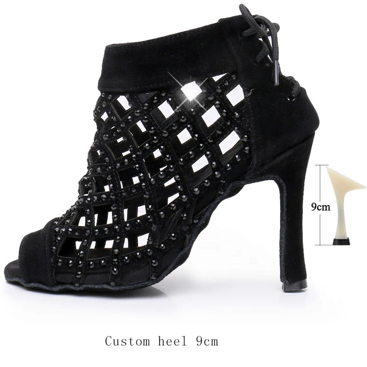 Bottines danse ajourée Noor 3 coloris disponibles Talons 6 à 10 cm