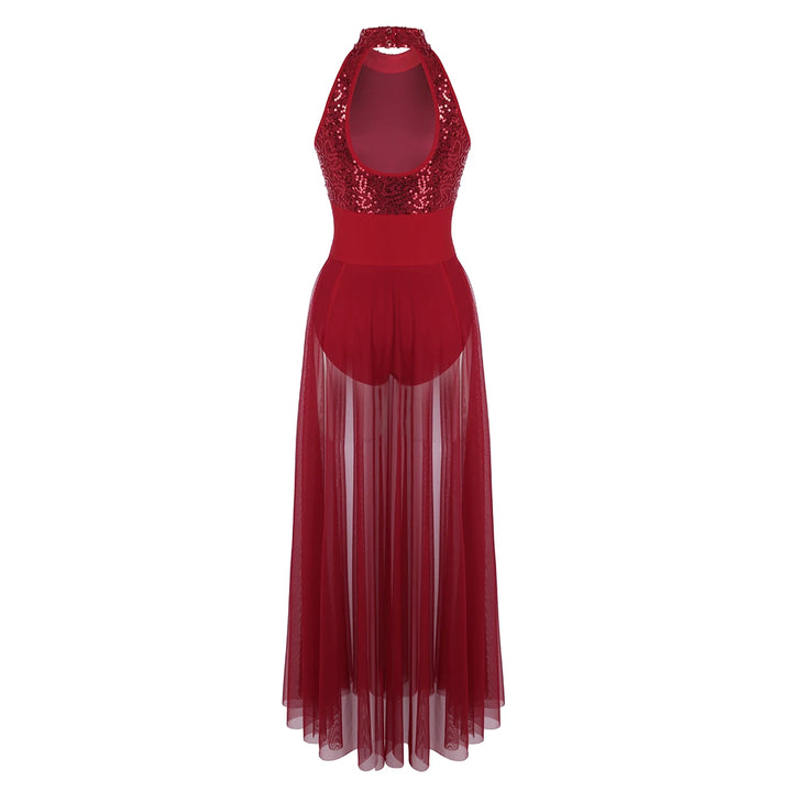 Robe justaucorps paillettes Macha fendue sur le côté