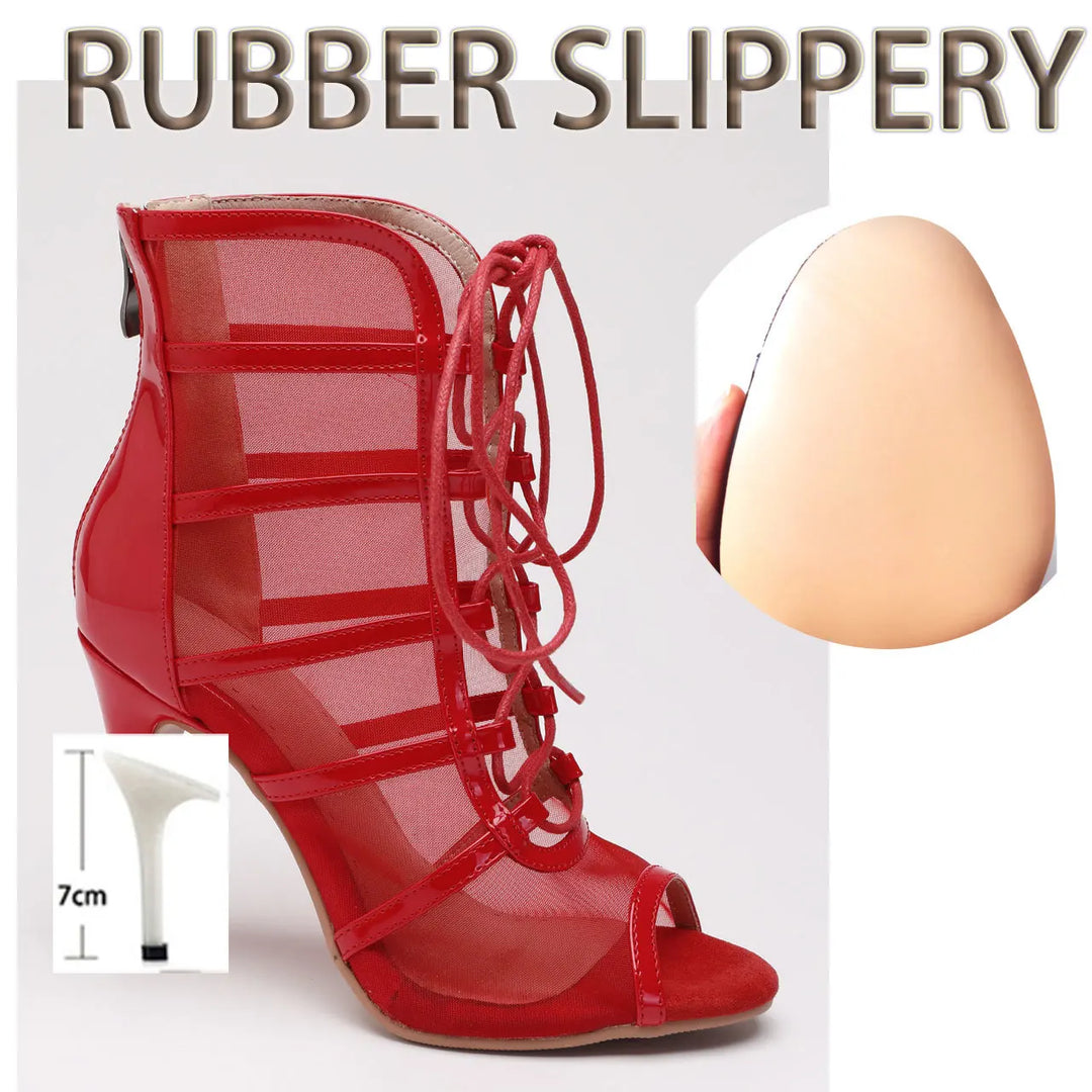 Bottines Ashwini rouge avec semelle caoutchouc Talons 7 à 9.5cm