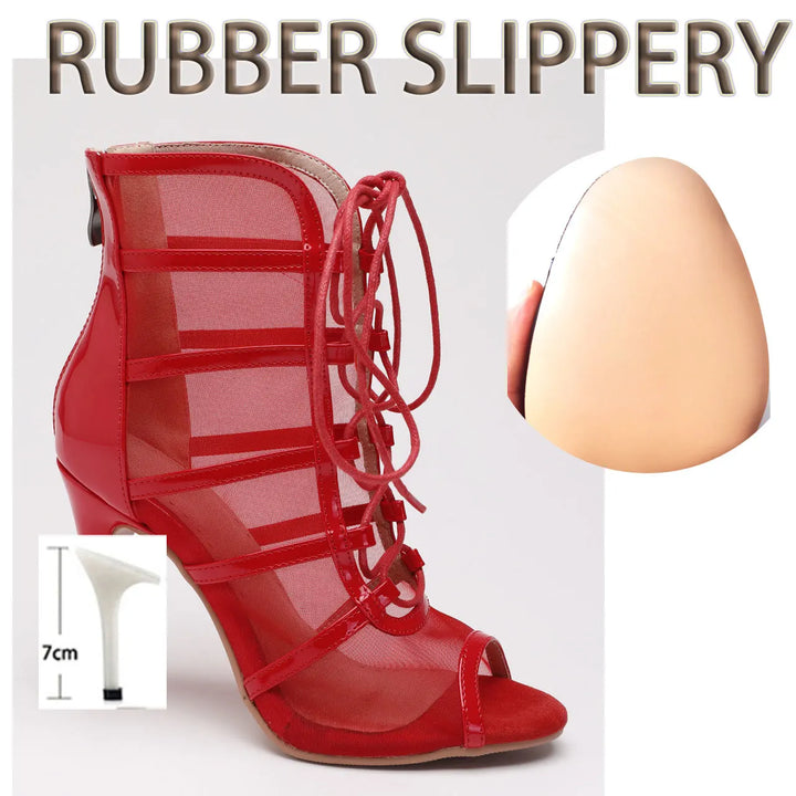 Bottines Ashwini rouge avec semelle caoutchouc Talons 7 à 9.5cm