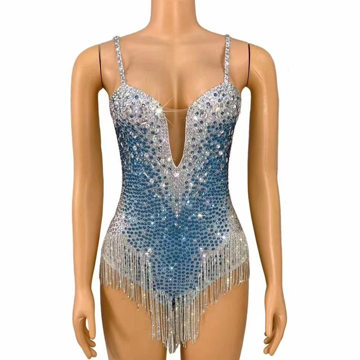 Justaucorps franges et strass Greta