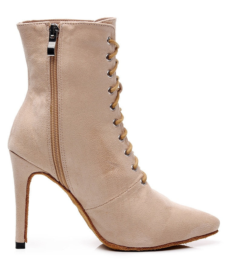 BOTTINES FERMÉES DANSE SHAYANE BEIGE TALONS DE 7 À 11CM
