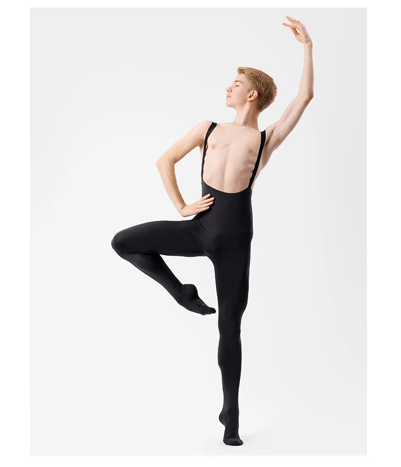 Collant danse à bretelles avec pieds homme Mickael