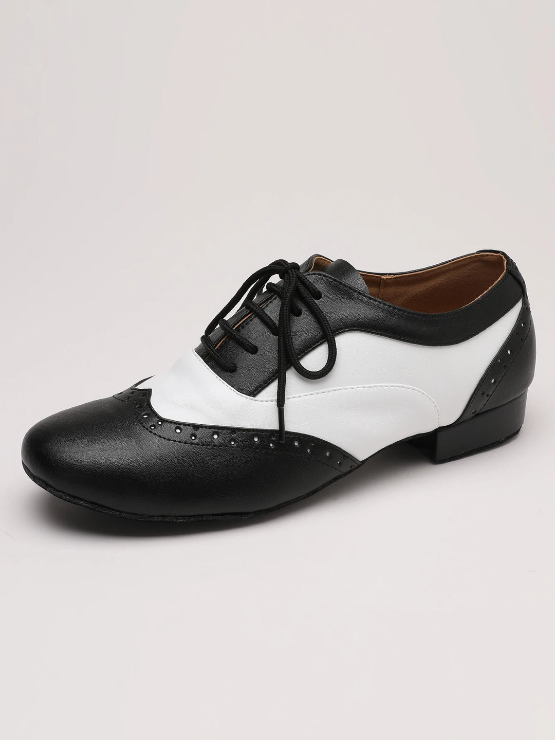 Chaussures de danse cuir noir et blanc Johnny Talon 2.5cm