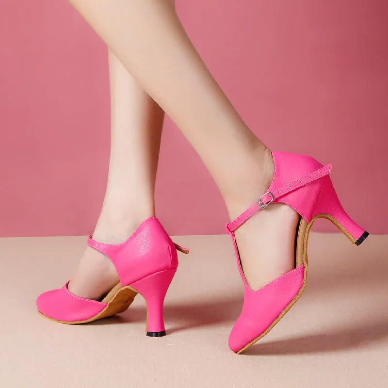 Chaussures de danse fermées Irina rose Talons cubains de 4.5 à 8.3cm