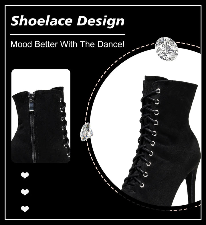 BOTTINES FERMÉES DANSE SHAYANE NOIR TALONS DE 6 À 11CM