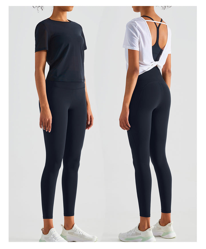 T-shirt manches courtes dos croisé ouvert