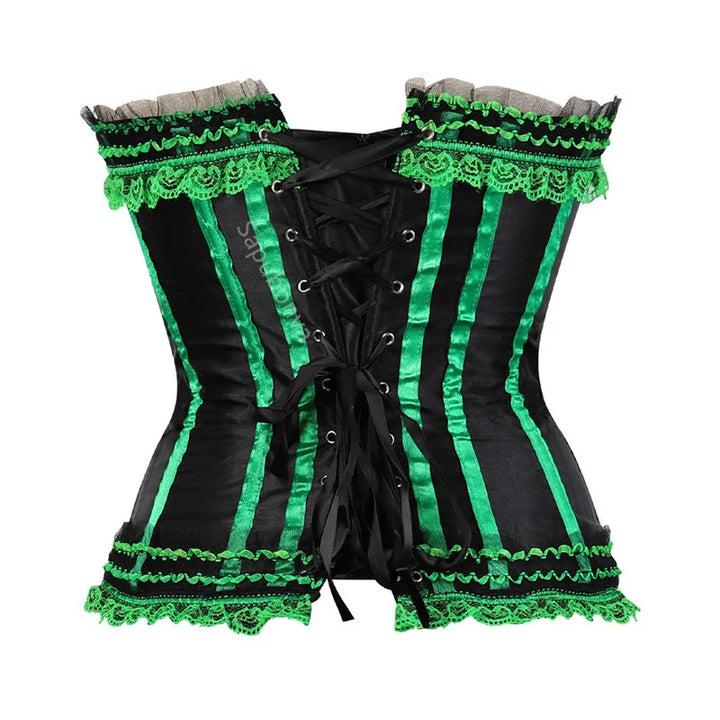 Corset bustier rayures satin avec noeuds