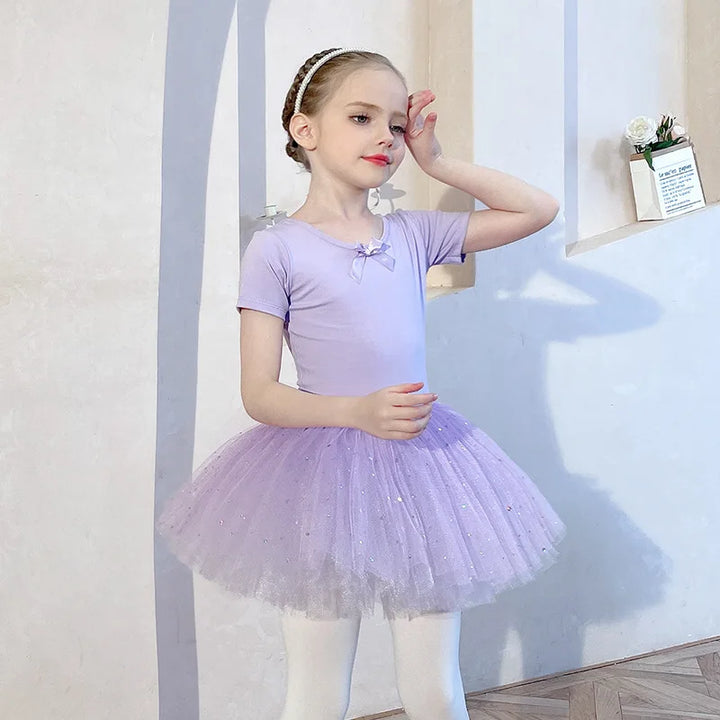 Justaucorps tutu paillettes manches courtes CELESTE