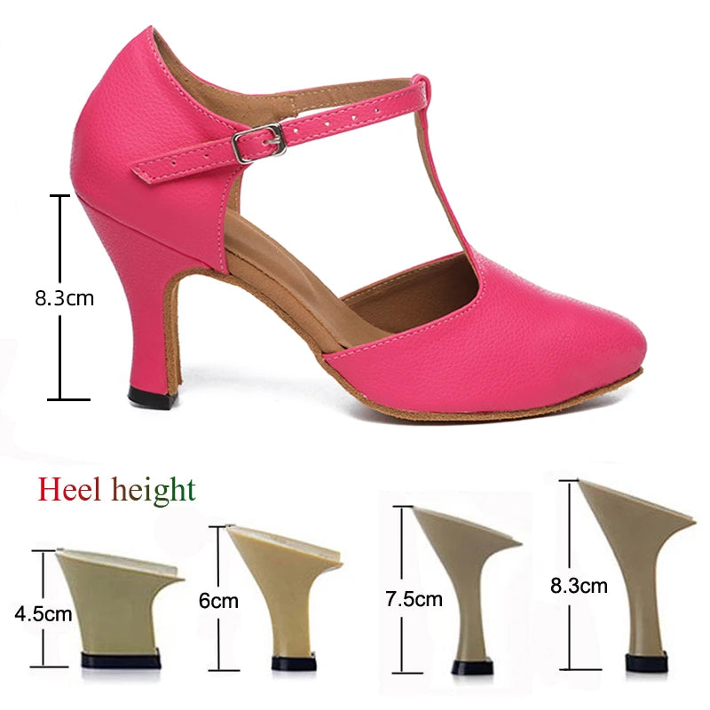 Chaussures de danse fermées Irina rose Talons cubains de 4.5 à 8.3cm