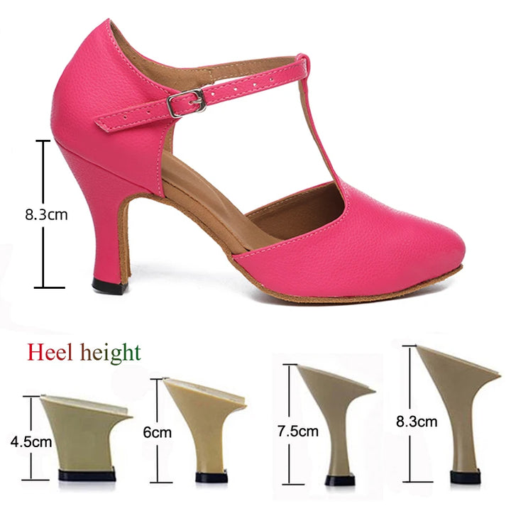 Chaussures de danse fermées Irina rose Talons cubains de 4.5 à 8.3cm