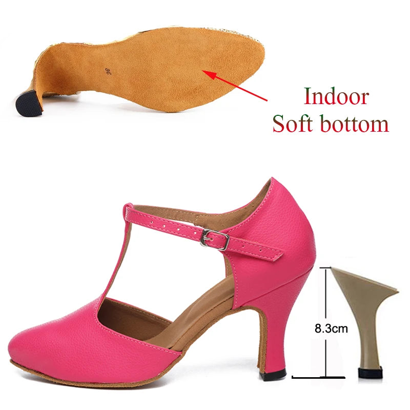 Chaussures de danse fermées Irina rose Talons cubains de 4.5 à 8.3cm