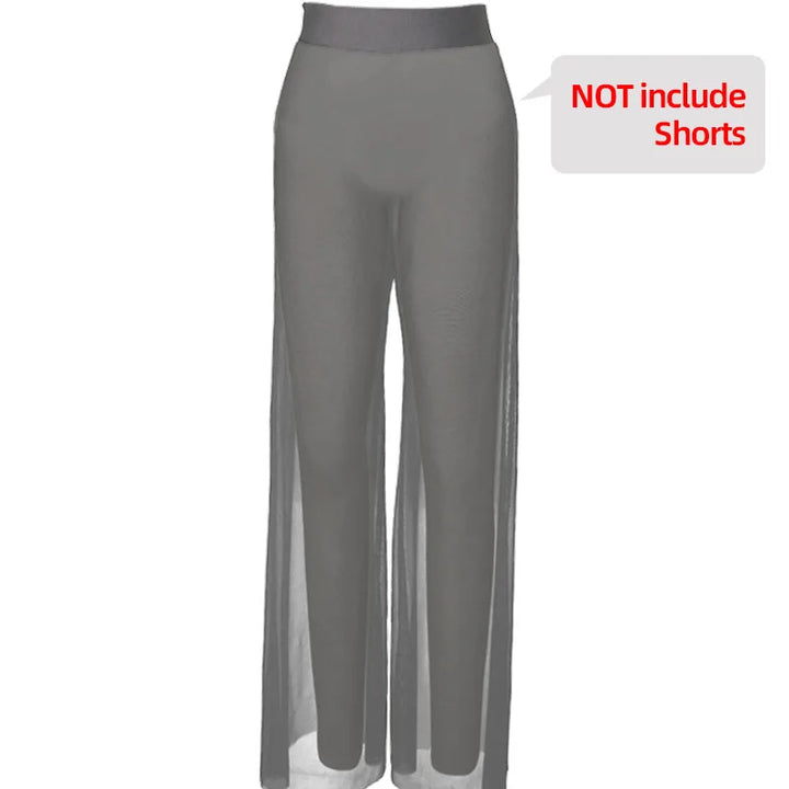 Pantalon Florence large en mesh transparent
