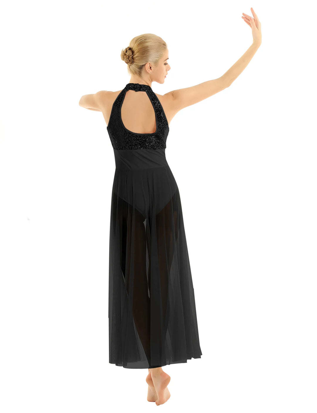 Robe justaucorps paillettes Macha fendue sur le côté