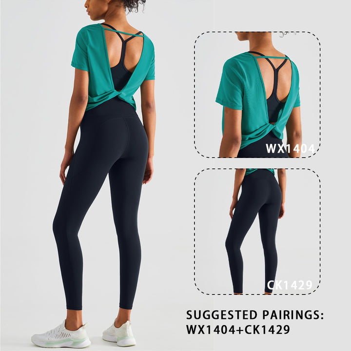 T-shirt manches courtes dos croisé ouvert