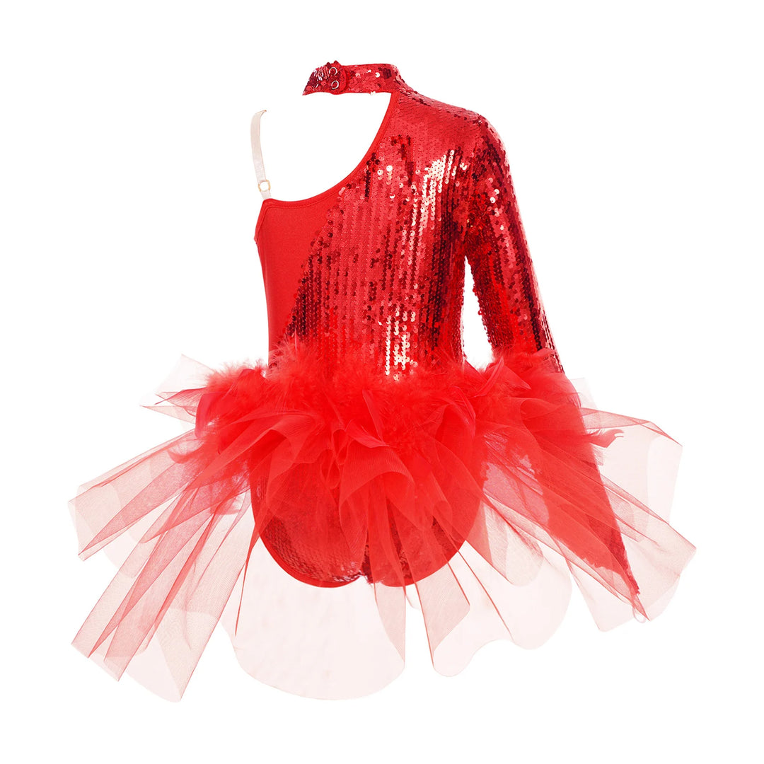 Justaucorps 1 manche avec tulle et paillettes Lamya