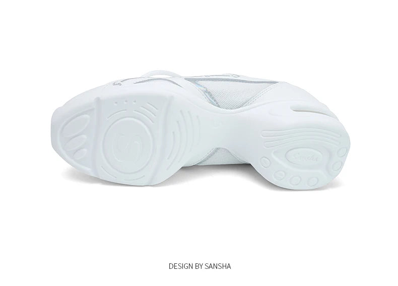 Baskets mesh cuir phosphore Sansha