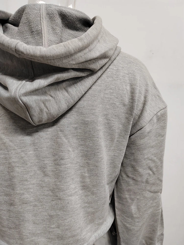 Sweat capuche polaire Crop manches longues avec top