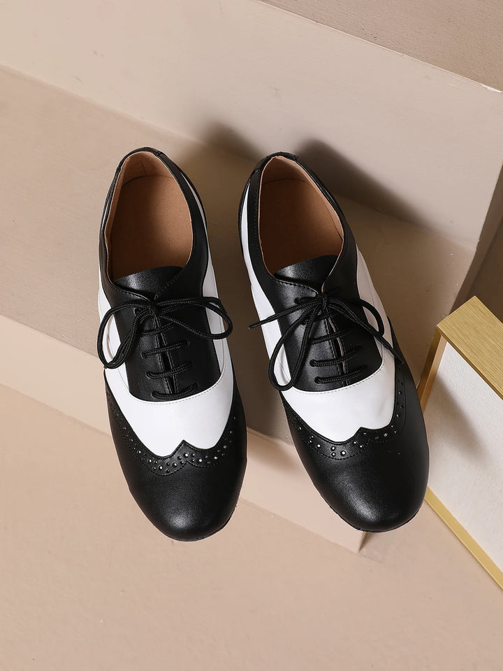 Chaussures de danse cuir noir et blanc Johnny Talon 2.5cm