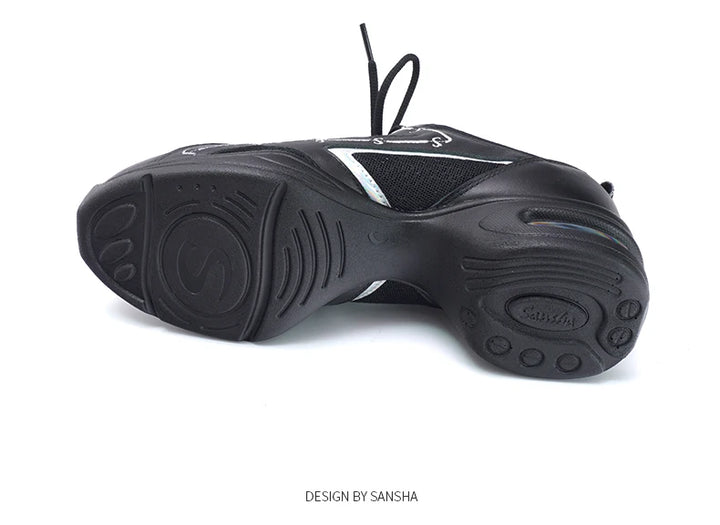 Baskets mesh cuir phosphore Sansha