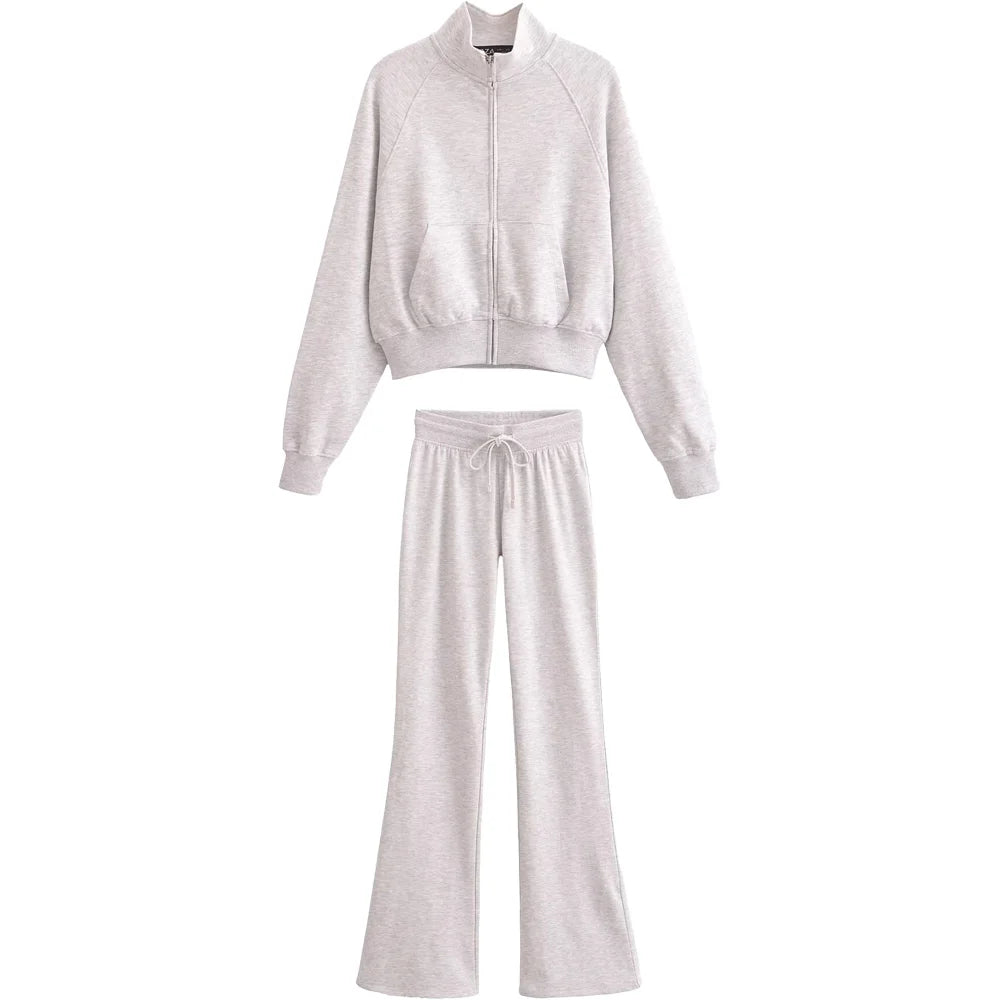 Veste courte zip col haut avec ou sans pantalon