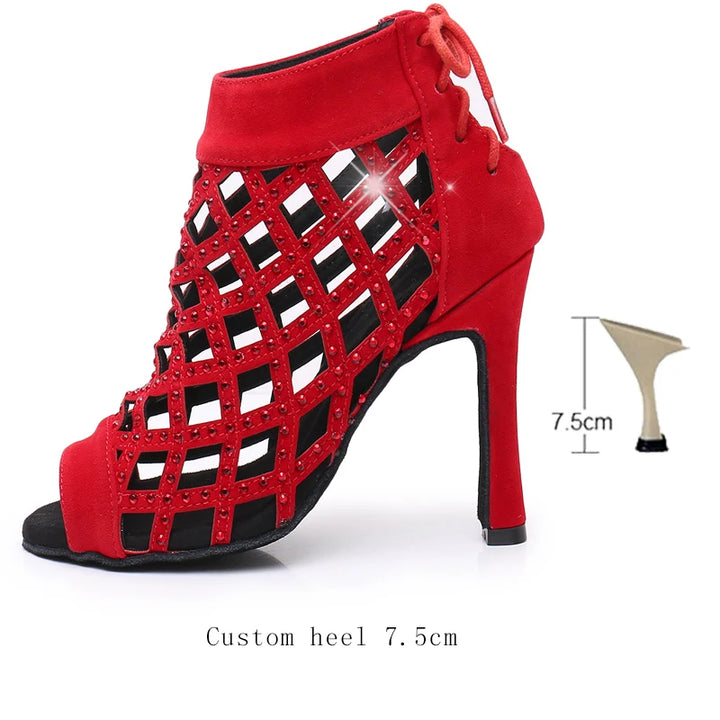 Bottines danse ajourée Noor 3 coloris disponibles Talons 6 à 10 cm