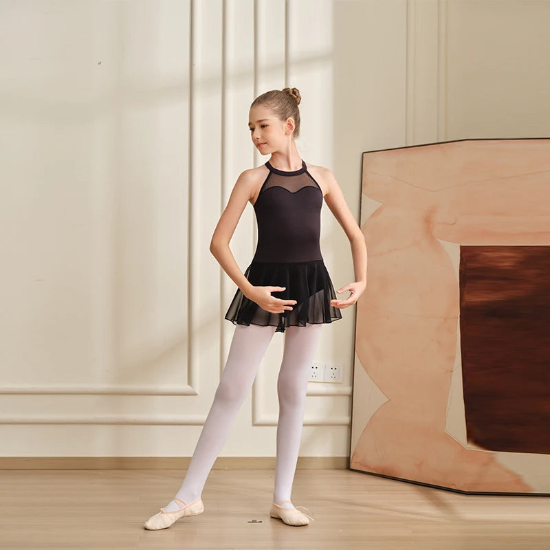 Justaucorps noir sans manche avec jupette Manon