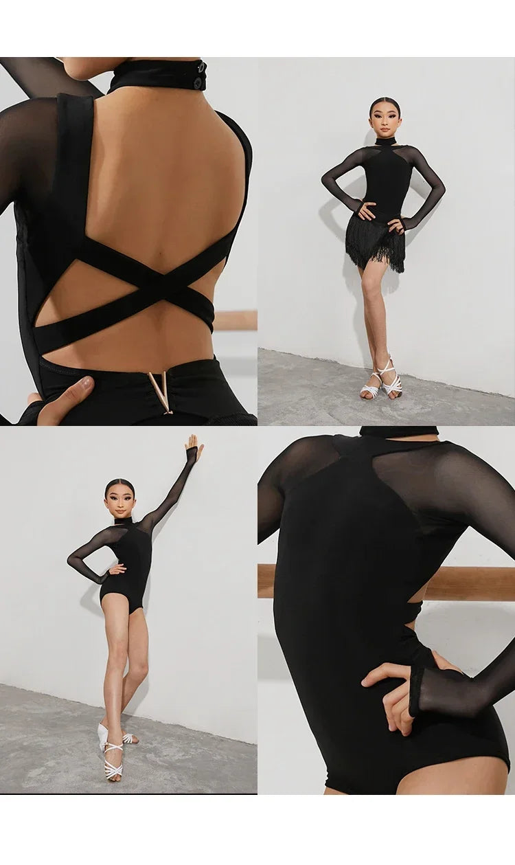 Justaucorps manches longues dos croisé Amira