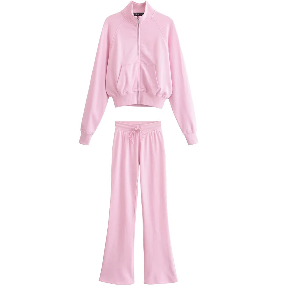 Veste courte zip col haut avec ou sans pantalon