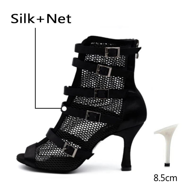 Bottines Sofia maille noire Talon de 6 à 10cm