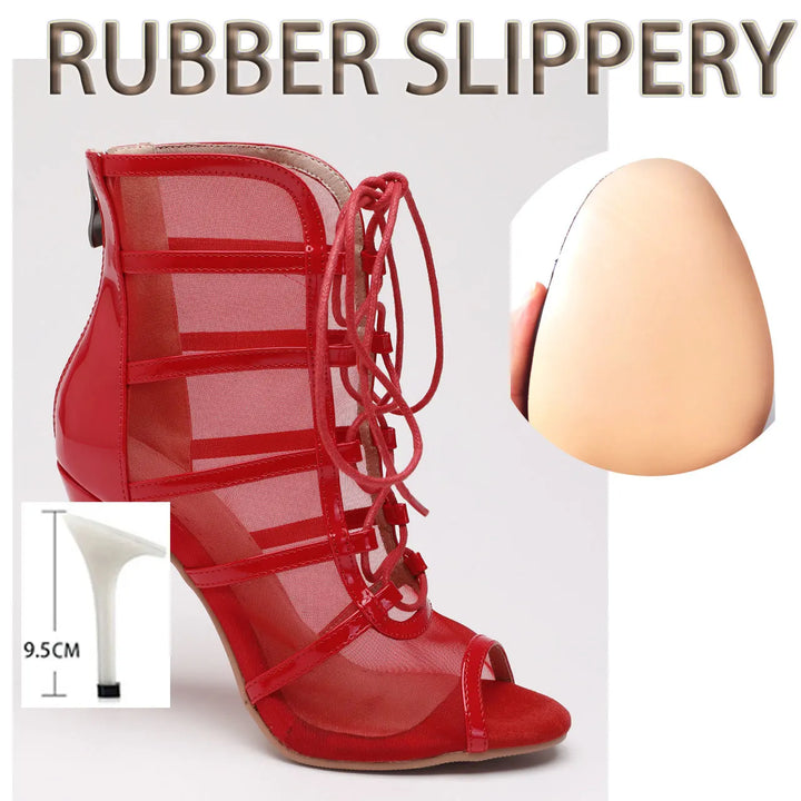 Bottines Ashwini rouge avec semelle caoutchouc Talons 7 à 9.5cm