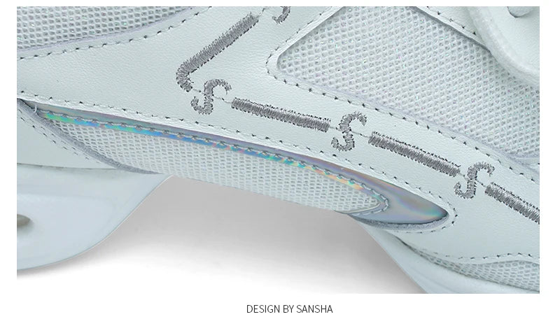 Baskets mesh cuir phosphore Sansha